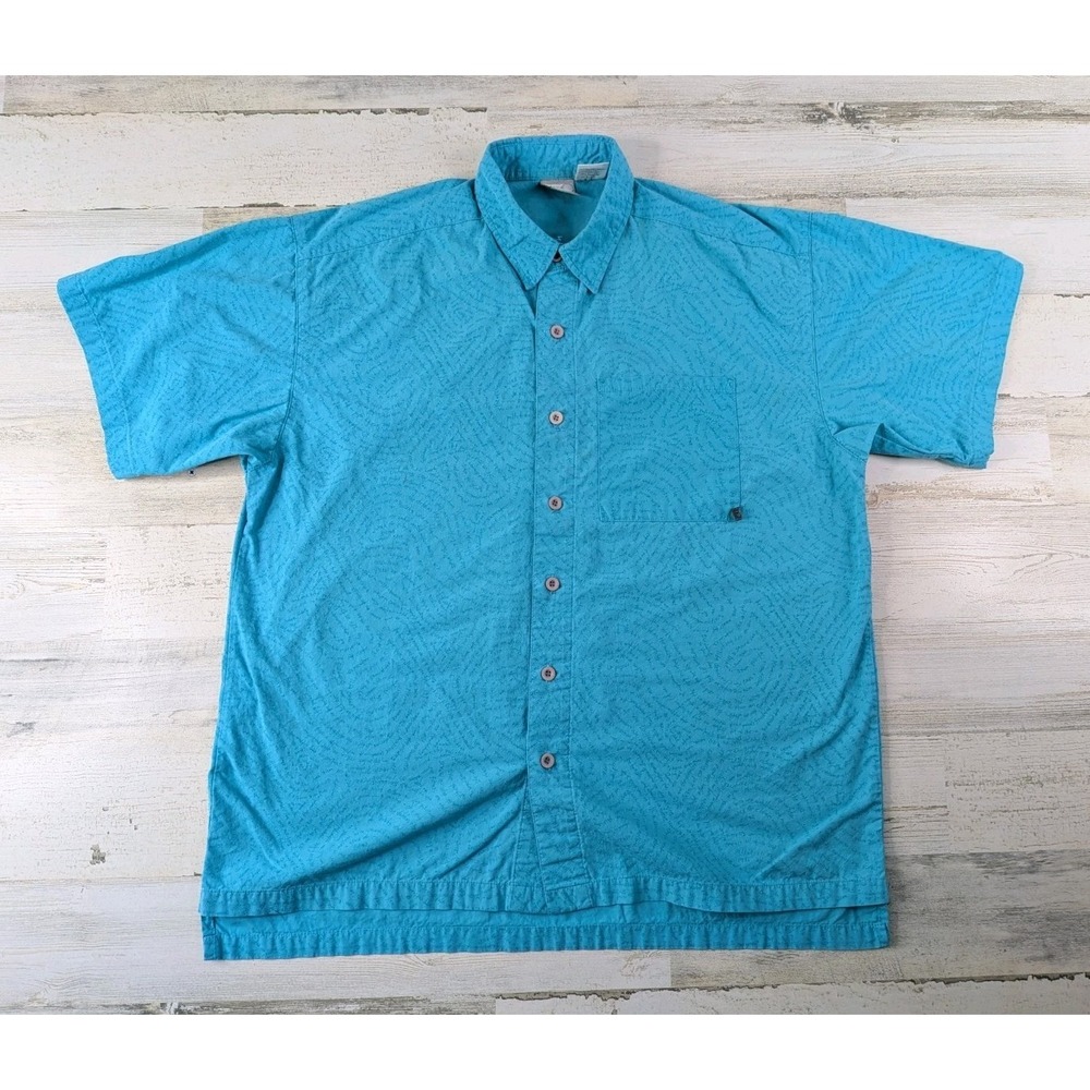 Vintage 80s 90s Ocean Pacific OP Shirt Mens Medium Blue Print Surf Skate Brasil